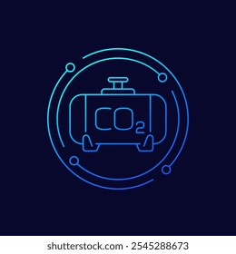 ícone de armazenamento de co2, tanque de gás dióxido de carbono, projeto linear