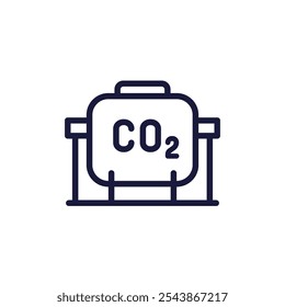 CO2-Speicherleitungssymbol, Kohlendioxid-Gas-Tank-Vektor