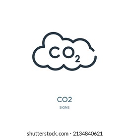 co2 thin line icon. pollution, environmental linear icons from signs concept isolated outline sign. Vector illustration symbol element for web design and apps.
