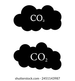 icono de Vector de co2, logo sobre fondo blanco. Emisiones de CO2 en el icono de Vector en la nube. Símbolo de ilustración de fórmula de dióxido de carbono. símbolo o logotipo de contaminación por smog. Ilustración vectorial. Archivo Eps 471.