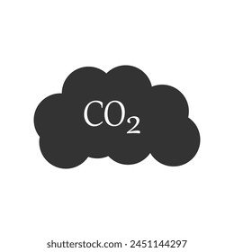 CO2 Vektorgrafik Symbol, Logo auf weißem Hintergrund. Symbol für CO2-Emissionen in der Cloud-Vektorgrafik. Kohlendioxid Formel Illustration Symbol. Smog Verschmutzung Zeichen oder Logo. Vektorillustration. EPS-Datei 465.
