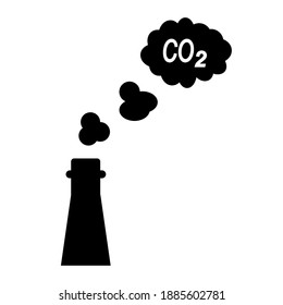 CO2. Vector illustration of air pollution due to factories. Stop air pollution. Isolated on a blank background.