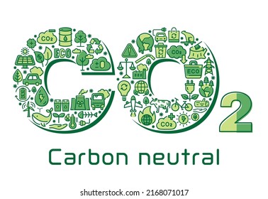 Typographie vectorielle du CO2 sur fond blanc. Motif d'icône neutre en carbone.