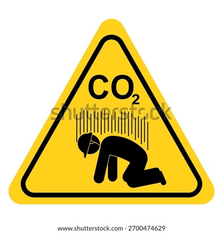 CO2 Warning hazard sign, Carbon Dioxide gas warning, asphyxiation hazard, danger warning sign. Flat vector illustration design isolated on white background