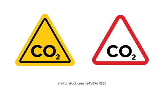CO2 warning sign. carbon dioxide hazard vector symbol. CO2 smoke safety triangle sign.
