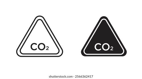 CO2 warning signs in line stroke and flat versions