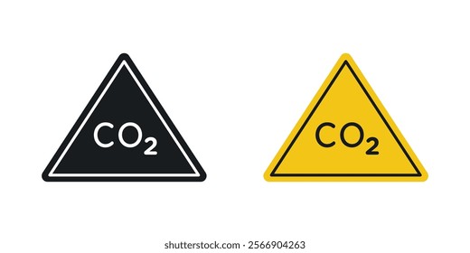 CO2 warning signs set in black and colored