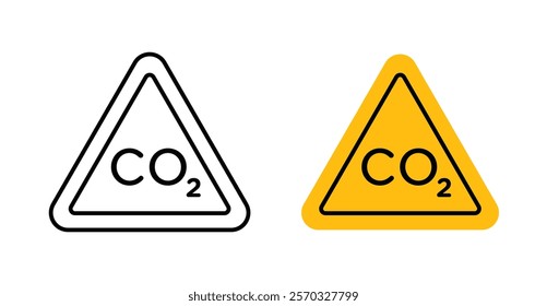 CO2 warning signs vectors set in black. line and flat versions