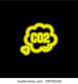 Co2 yellow glowing neon ui ux icon. Glowing sign logo vector