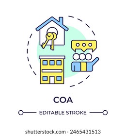 COA multi color concept icon. Association housing, community. Meeting management. Round shape line illustration. Abstract idea. Graphic design. Easy to use in infographic, presentation