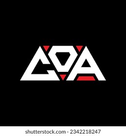 COA triangle letter logo design with triangle shape. COA triangle logo design monogram. COA triangle vector logo template with red color. COA triangular logo Simple, Elegant, and Luxurious design.