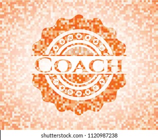 Coach abstract orange mosaic emblem with background