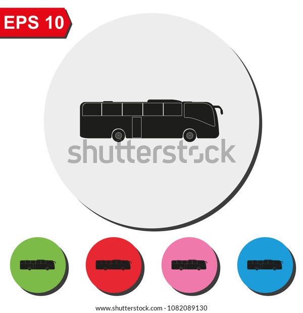 Coach Bus Flat Round Colorful Vector Stock Vector (Royalty Free ...
