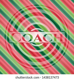 Coach christmas badge background. Vector Illustration. Detailed.