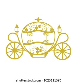 Coach for Cinderella. Template for the album, postcard, applique, retro element for the wedding. Vector illustration. svg