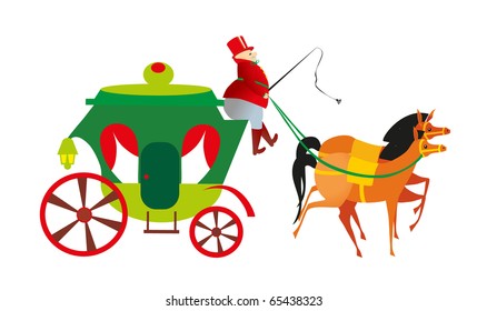 coach, and coachman on white background