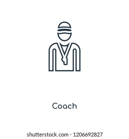 Coach concept line icon. Linear Coach concept outline symbol design. This simple element illustration can be used for web and mobile UI/UX.