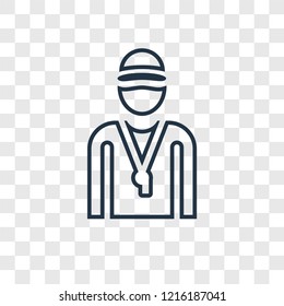 Coach concept vector linear icon isolated on transparent background, Coach concept transparency concept in outline style