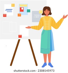 Coach Consulting auf Whiteboard, Vektorsymbol