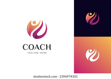 Coach energy logo design for Life coaching logo, coaching Dream of success logo design vector template