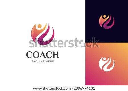 Coach energy logo design for Life coaching logo, coaching Dream of success logo design vector template