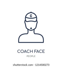 Coach face icon. Coach face linear symbol design from People collection. Simple outline element vector illustration on white background.