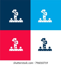 Coach four color material and minimal icon logo set in red and blue