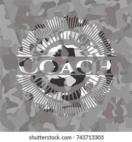 Coach grey camouflaged emblem