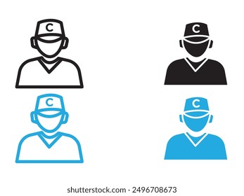 Coach icon black and white vector outline sign
