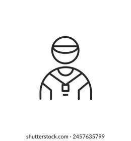 Coach icon. Minimalistic design depicting a figure with a whistle, representative of a sports coach, trainer, or physical education instructor. Perfect for sporting, education. Vector illustration