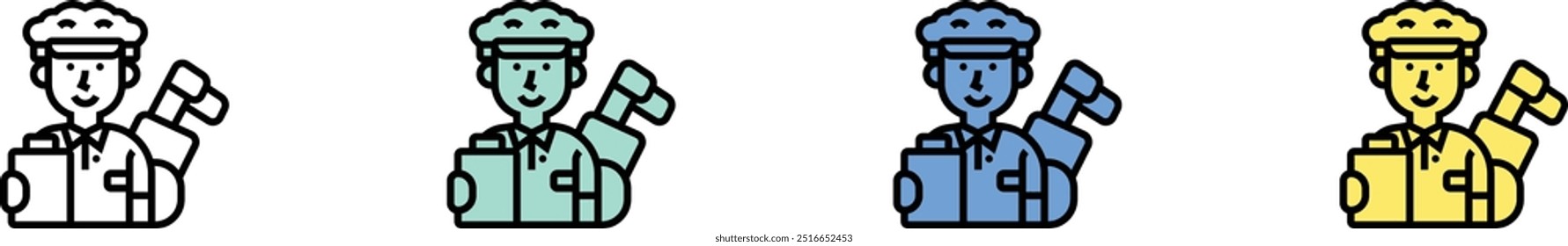 coach icon. Outline, Green, Blue and Yellow Style Design Isolated On White Background