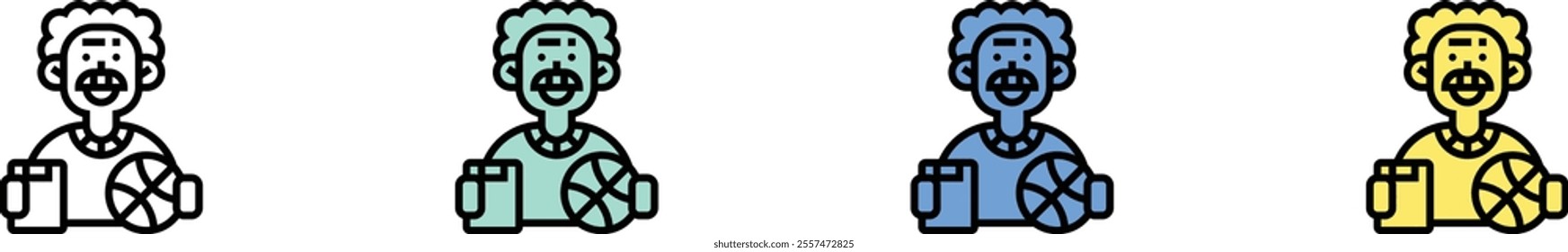 coach icon. Outline, Green, Blue and Yellow Style Design Isolated On White Background