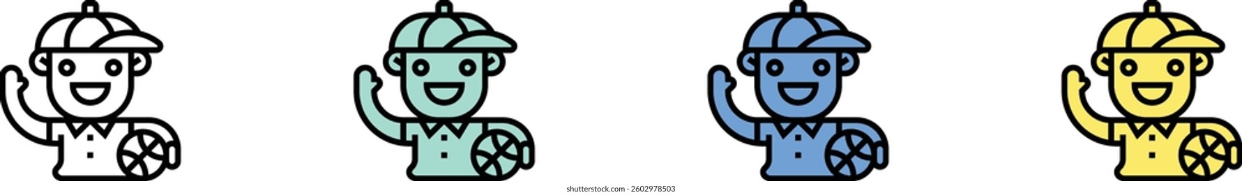 coach icon. Outline, Green, Blue and Yellow Style Design Isolated On White Background