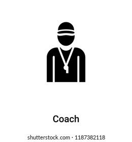 Coach icon vector isolated on white background, logo concept of Coach sign on transparent background, filled black symbol svg
