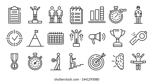 Coach icons set. Outline set of coach vector icons for web design isolated on white background