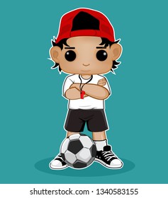 coach kid soccer character vector
