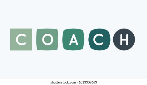 Coach Letters Logo, Transformation Concept. Growth Stages. Transformation Forms.