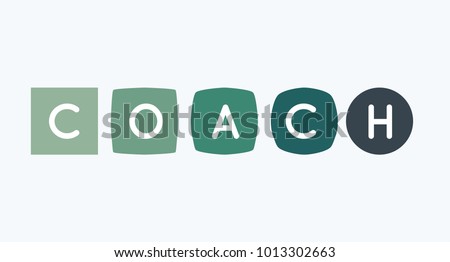 Coach letters logo, transformation concept. Growth stages. Transformation forms.