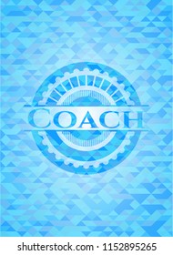 Coach light blue emblem with mosaic background