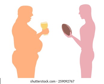 Coach offers a fat man playing football instead of beer