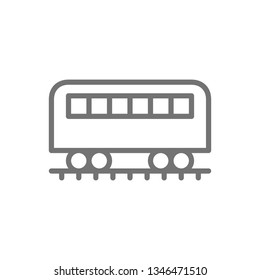 Coach on rails, train wagon, subway line icon.