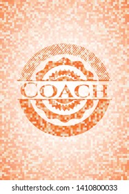 Coach orange mosaic emblem. Vector Illustration. Detailed.
