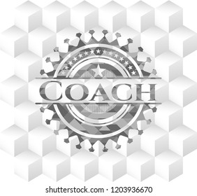 Coach realistic grey emblem with cube white background