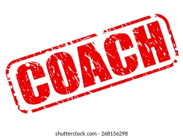 Coach red stamp text on white