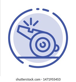 Coach, Referee, Sport, Whistle Blue Dotted Line Line Icon