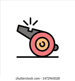 Coach, Referee, Sport, Whistle  Flat Color Icon. Vector icon banner Template
