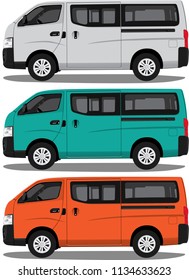 Coach sharedbus vector illustration on white background in 3 color variation 