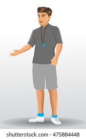 Coach sport with standing position. isolated on background. vector illustration