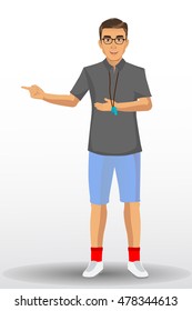 Coach sport with standing position. isolated on background. vector illustration