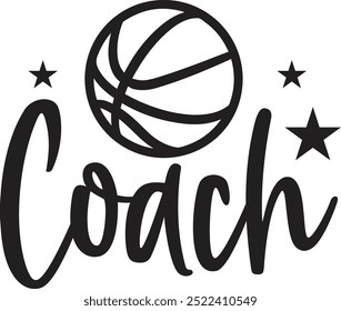 Coach sports typography clip art design on plain white transparent isolated background for card, shirt, hoodie, sweatshirt, apparel, card, tag, mug, icon, poster or badge